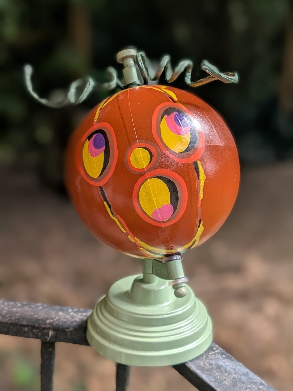 Jackoline O Lantern Handmade Upcycled Globe Halloween Decor
